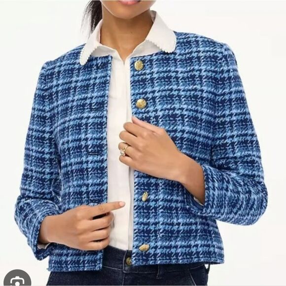 J.Crew Factory Lady Jacket Blue Tweed - Picture 10 of 10
